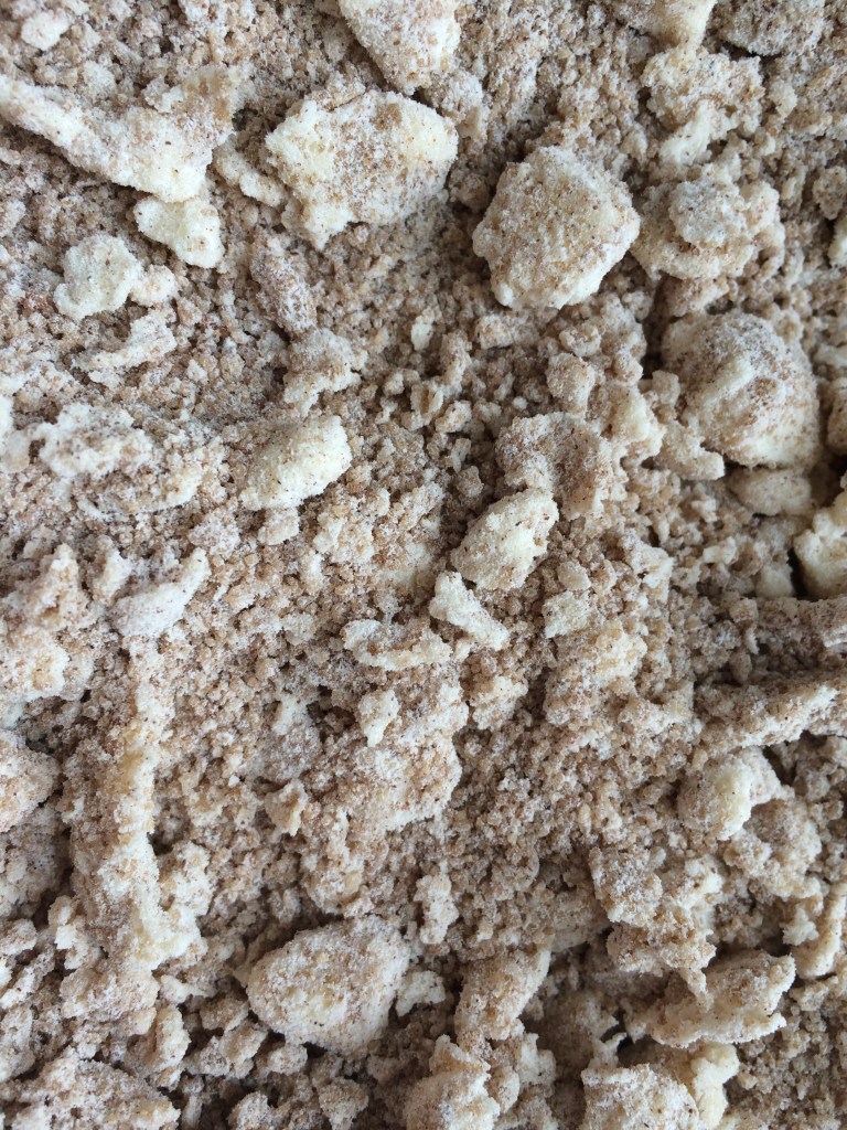 To make the streusel, mix the sugar, flour, cold butter and cinnamon in a bowl until combined. 