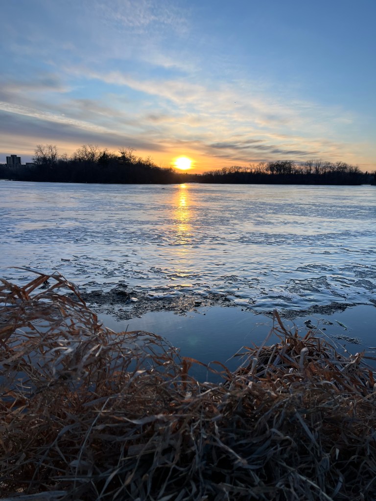 Lake of the Isles at sunset in mid-March